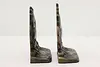 Pair of Antique Copper Finish Sailing Ship Library Bookends (6)