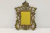 Victorian Antique Brass Ornate Wall Mirror, Yellow Glass (3)