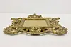 Victorian Antique Brass Ornate Wall Mirror, Yellow Glass (4)