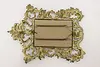 Victorian Antique Brass Ornate Wall Mirror, Yellow Glass (8)