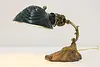 Green & Mercury Glass Shade Antique Desk Lamp, X-ray (4)