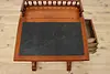 Victorian Antique Cherry Davenport Captain Desk, Leather Top (6)