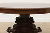 Victorian Antique 5' Round Oak 12' Dining Table Carved Lions (10)