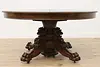 Victorian Antique 5' Round Oak 12' Dining Table Carved Lions (13)