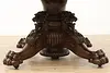 Victorian Antique 5' Round Oak 12' Dining Table Carved Lions (19)