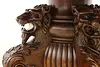 Victorian Antique 5' Round Oak 12' Dining Table Carved Lions (21)