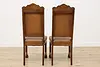 Set 6 Antique Renaissance Leather & Carved Oak Dining Chairs (10)