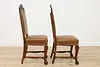 Set 6 Antique Renaissance Leather & Carved Oak Dining Chairs (11)