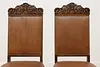 Set 6 Antique Renaissance Leather & Carved Oak Dining Chairs (13)