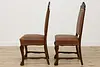 Set 6 Antique Renaissance Leather & Carved Oak Dining Chairs (16)