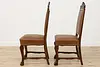 Set 6 Antique Renaissance Leather & Carved Oak Dining Chairs (17)