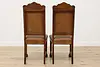 Set 6 Antique Renaissance Leather & Carved Oak Dining Chairs (18)