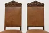 Set 6 Antique Renaissance Leather & Carved Oak Dining Chairs (21)