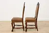 Set 6 Antique Renaissance Leather & Carved Oak Dining Chairs (24)