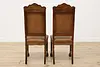 Set 6 Antique Renaissance Leather & Carved Oak Dining Chairs (25)