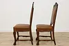 Set 6 Antique Renaissance Leather & Carved Oak Dining Chairs (8)