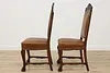 Set 6 Antique Renaissance Leather & Carved Oak Dining Chairs (9)