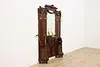 French Antique Mahogany Coat Umbrella Hall Stand & Mirror (2)