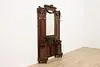 French Antique Mahogany Coat Umbrella Hall Stand & Mirror (3)