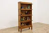 Arts & Crafts Antique 4 Stack Oak Lawyer Bookcase Globe (3)