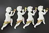 Set of 4 Vintage Gilt Porcelain Angels or Cherubs, Trumpets (4)