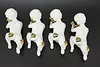 Set of 4 Vintage Gilt Porcelain Angels or Cherubs, Trumpets (5)