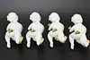 Set of 4 Vintage Gilt Porcelain Angels or Cherubs, Trumpets (6)