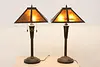 Pair of Craftsman Design Office or Library Lamps Mica Shades (10)