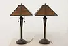 Pair of Craftsman Design Office or Library Lamps Mica Shades (11)