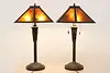 Pair of Craftsman Design Office or Library Lamps Mica Shades (12)