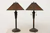 Pair of Craftsman Design Office or Library Lamps Mica Shades (13)