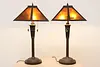 Pair of Craftsman Design Office or Library Lamps Mica Shades (14)