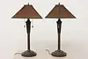 Pair of Craftsman Design Office or Library Lamps Mica Shades (15)