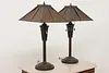 Pair of Craftsman Design Office or Library Lamps Mica Shades (2)