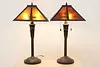 Pair of Craftsman Design Office or Library Lamps Mica Shades (4)