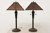 Pair of Craftsman Design Office or Library Lamps Mica Shades (5)