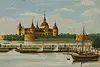 Kalmar Castle Sweden Antique 1899 Oil Painting Johansson 34" (2)