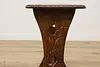 Asian Vintage Birch Lamp or Hall Table, Carved Flowers (7)