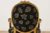 French Vintage Gilt Armchair, Carved Roses, New Upholstery (10)