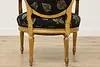 French Vintage Gilt Armchair, Carved Roses, New Upholstery (11)