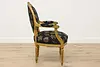 French Vintage Gilt Armchair, Carved Roses, New Upholstery (12)