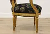 French Vintage Gilt Armchair, Carved Roses, New Upholstery (14)