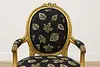 French Vintage Gilt Armchair, Carved Roses, New Upholstery (3)