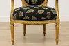 French Vintage Gilt Armchair, Carved Roses, New Upholstery (4)