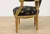 French Vintage Gilt Armchair, Carved Roses, New Upholstery (8)