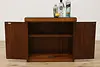 Midcentury Modern Vintage Walnut Bar Cabinet Black Glass Top (4)