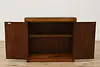 Midcentury Modern Vintage Walnut Bar Cabinet Black Glass Top (5)