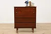 Midcentury Modern 1960s Vintage Walnut Dresser or Tall Chest (2)