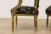 Pair French Vintage Carved Gilt Armchairs New Upholstery (12)