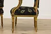 Pair French Vintage Carved Gilt Armchairs New Upholstery (13)